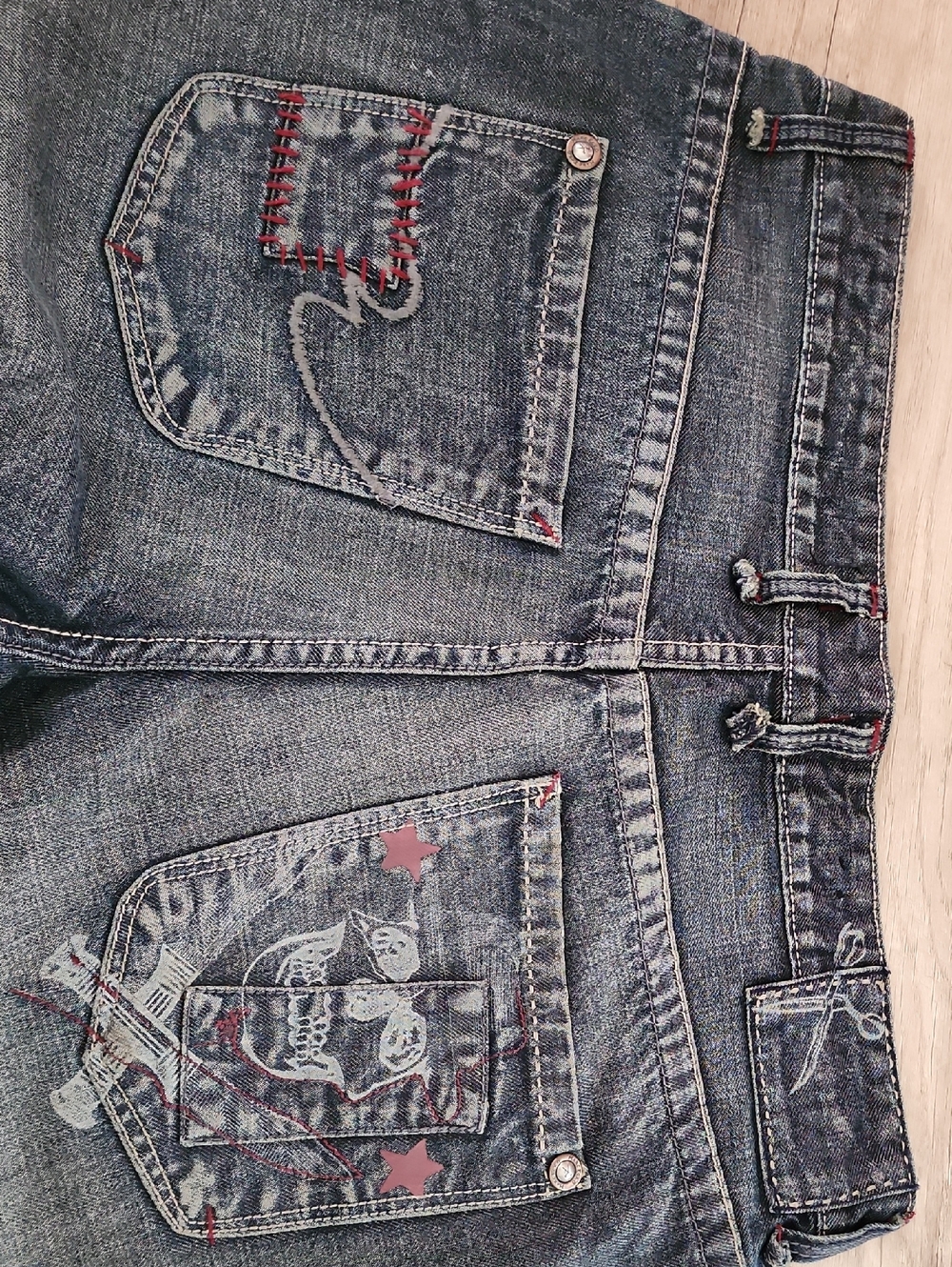 Y2K Marc Ecko Skull Jeans W36 Distressed Grunge Skater‎ Streetwear